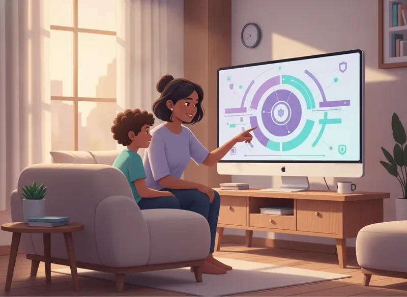 Parent and child exploring Roblox safety features together